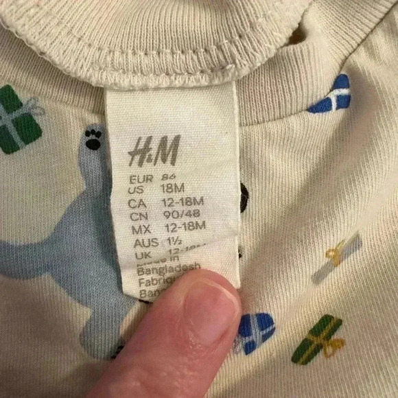 H&M Christmas Holiday Toddler Long Sleeve Shirt size 18 Months - Picture 3 of 5